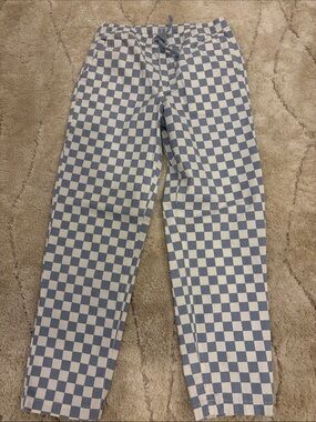 Vans Checkerboard Elastic Waist Pants in Blue and White never worn!
